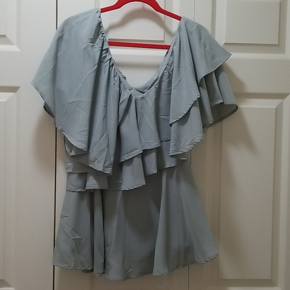 Grey Ruffled Blouse